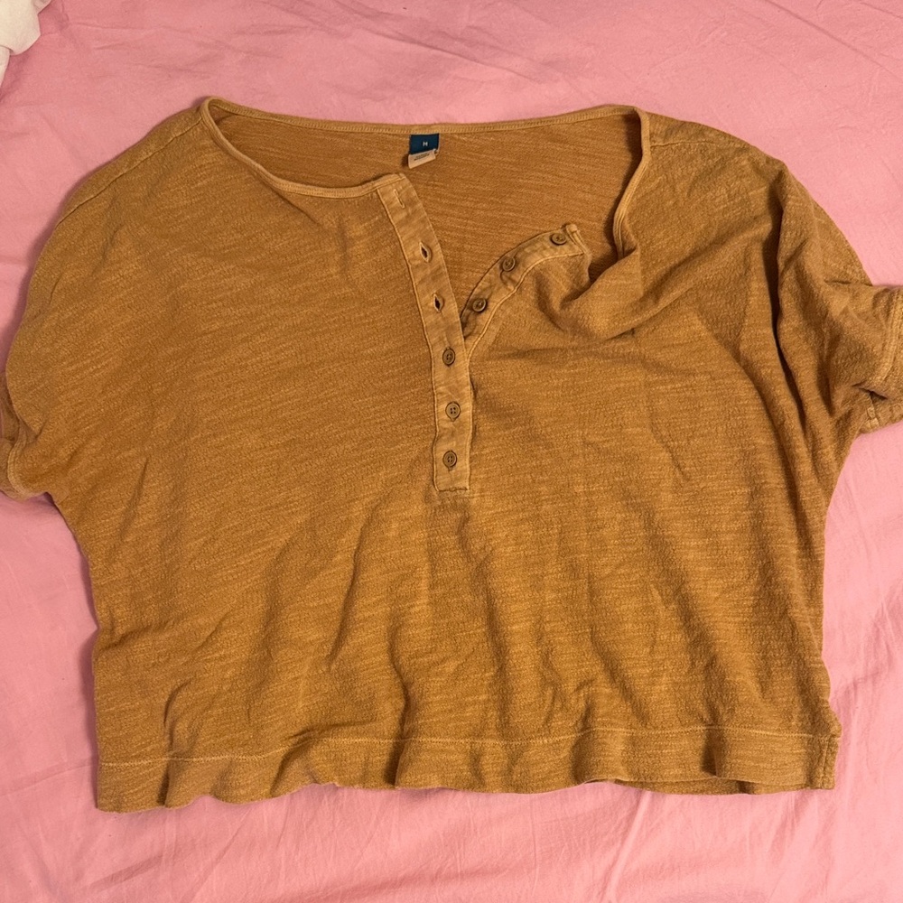 Old Navy Tan Button-Down Women's Top